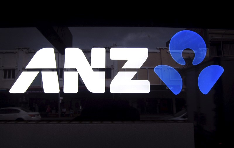 FILE PHOTO: File photo of the logo of ANZ on a local branch in Sydney