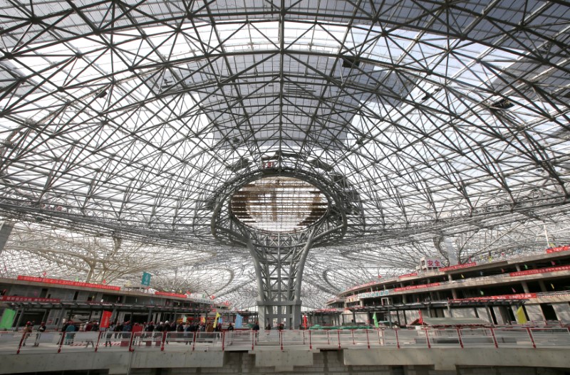 The inner view of the terminal hall of new Daxing Airport constructed on the outskirts of Beijing