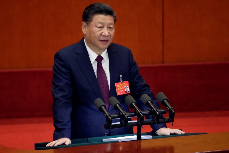 Chinese President Xi Jinping speaks during the opening of the 19th National Congress of the Communist Party of China at the Great Hall of the People in Beijing