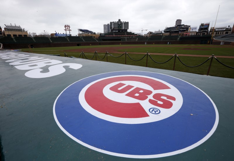 Chicago Cubs logo is seen at the Wrigley Field in Chicago, Illinois