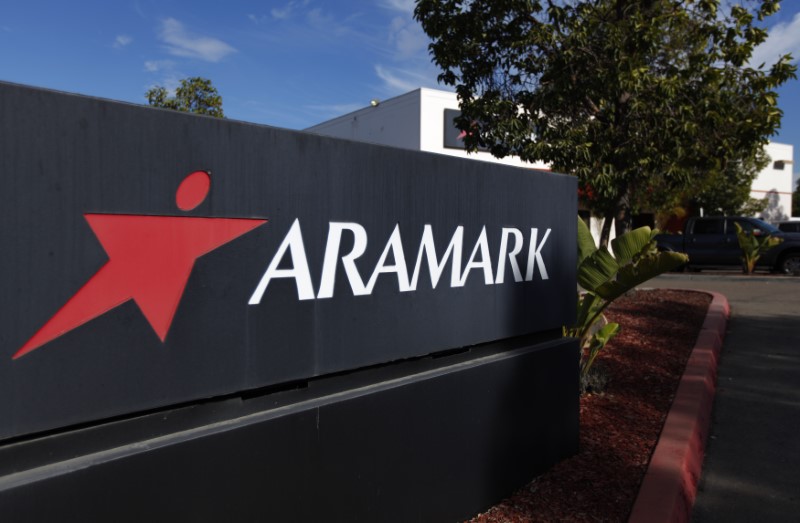 A Aramark company logo is seen at a facility in San Diego, California