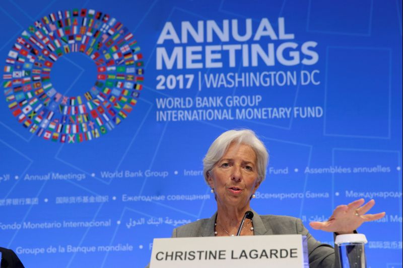 IMF Managing Director Christine Lagarde speaks at opening news conference in Washington