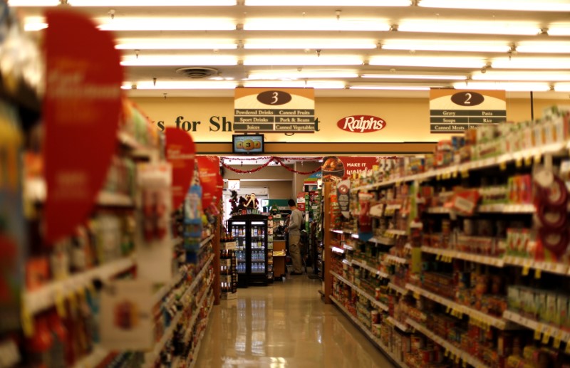 FILE PHOTO: An isle of a Ralphs grocery store, which is owned by Kroger Co, is pictured ahead of company results in Altadena