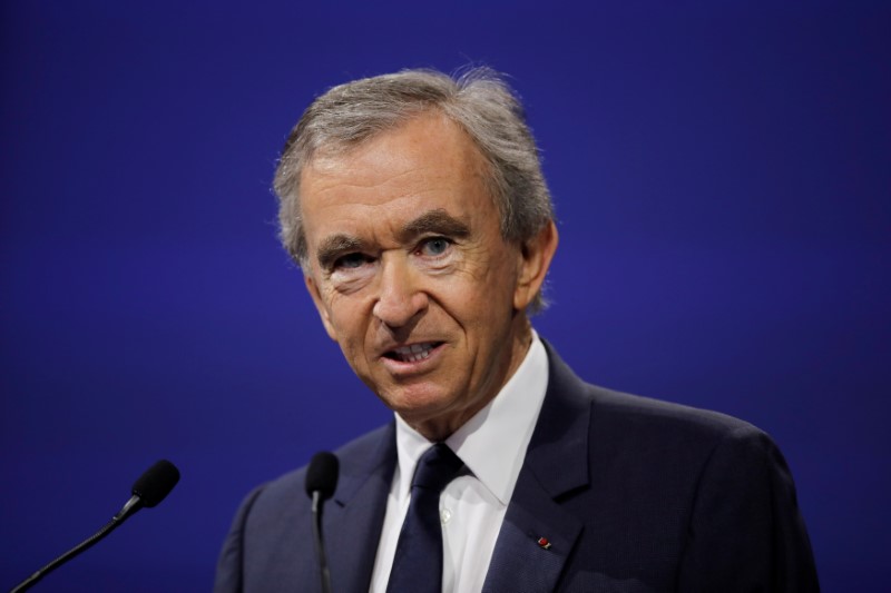 Bernard Arnault, Chairman and CEO of LVMH Moet Hennessy Louis Vuitton SE, delivers a speech at the Viva Technology conference in Paris