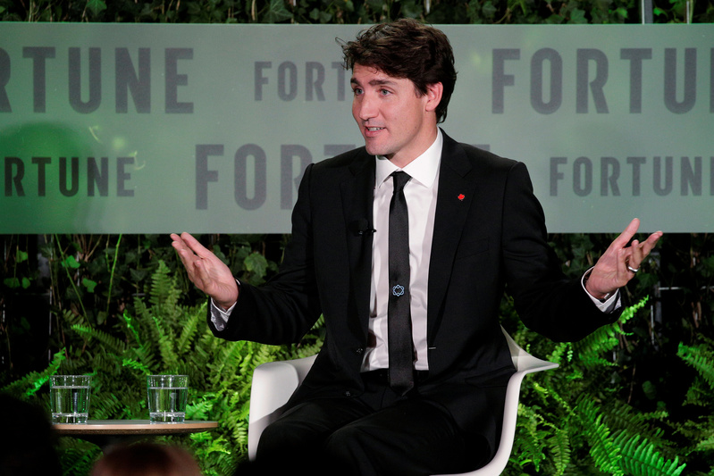 Canadian Prime Minister Justin Trudeau speaks at the 2017 Fortune magazine's 