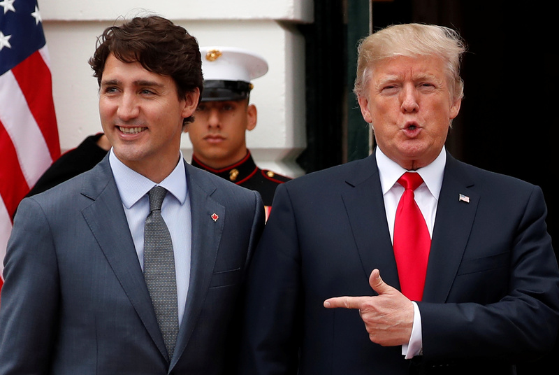 Trump welcomes Canada's Trudeau before their about the NAFTA trade agreement at the White House in Washington