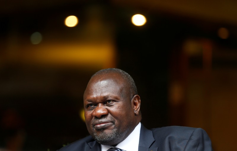 South Sudan's ex-vice president and former rebel leader Riek Machar is pictured during an interview with Reuters in Rome