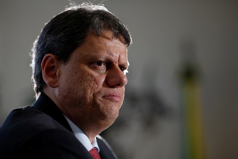 FILE PHOTO: Brazil's Infrastructure Minister Tarcisio Gomes de Freitas attends an interview with Reuters in Brasilia