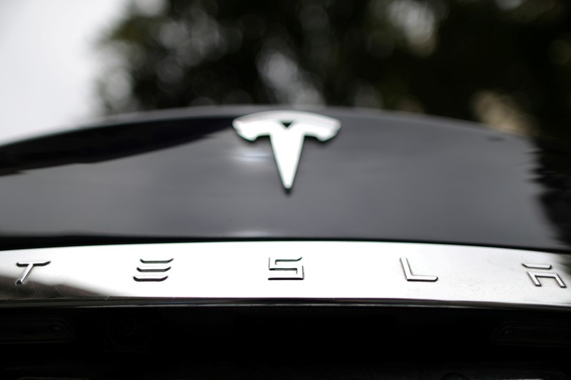 FILE PHOTO: A Tesla car is seen in Santa Monica