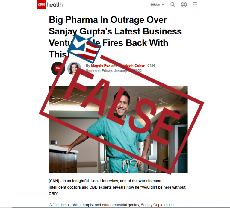Fake Article Falsely Links Dr. Sanjay Gupta to CBD Products