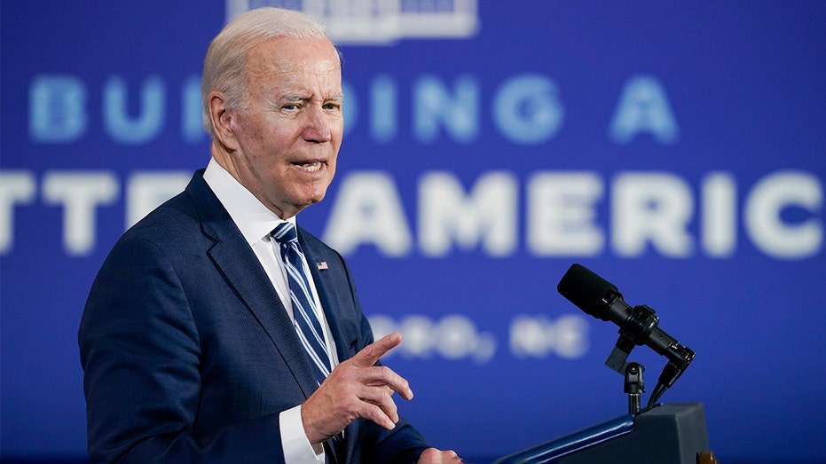 President Biden speaks at North Carolina Agricultural and Technical State University, in Greensboro, N.C., Thursday, April 14, 2022. (AP Photo/Carolyn Kaster)