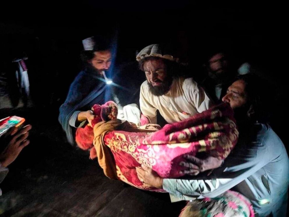 PHOTO: In this photo released by a set-run news agency Bakhtar, Afghans evacuate wounded in an earthquake in the province of Paktika, eastern Afghanistan, June 22, 2022.