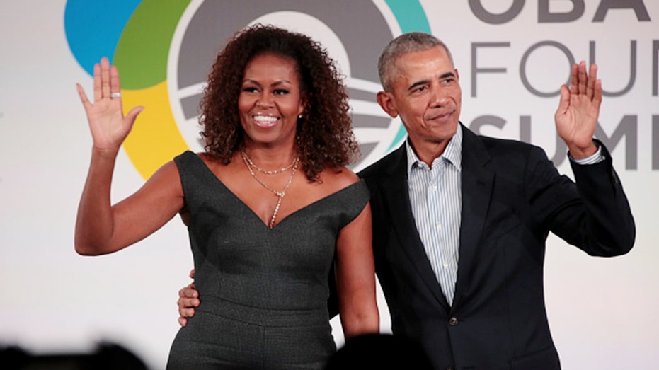 Barack and Michelle Obama are seen at an Obama Foundation gala in 2019