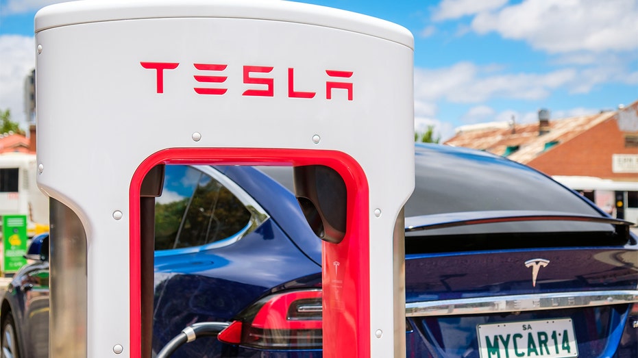 Tesla Supercharger and Tesla Model X car