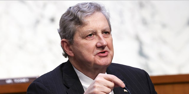 Sen. John Kennedy, R-La., speaks during a Senate Banking, Housing and Urban Affairs Committee hearing on the CARES Act on Capitol Hill. (Kevin Dietsch/Pool via AP)