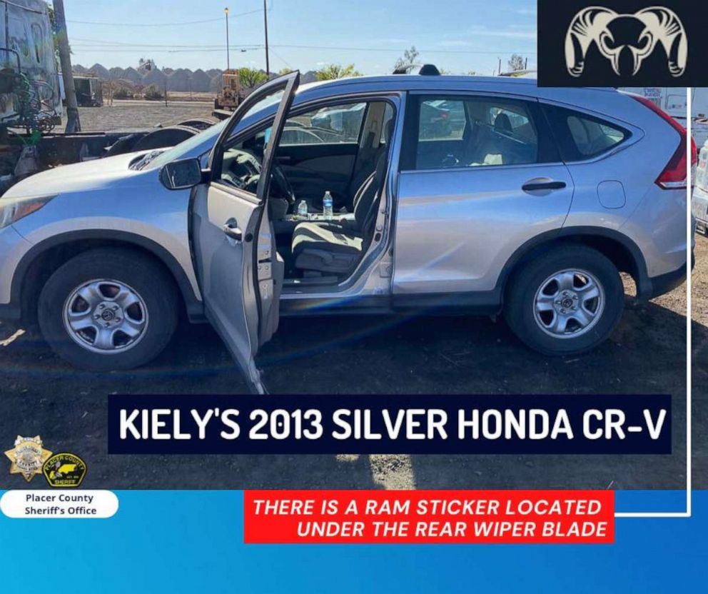 PHOTO: Kiely Rodni's car is pictured in an image posted by the Placer County Sheriff's Office on their Facebook account. The car has a ram sticker right below the rear wiper blade. Rodni disappeared from a campground near Lake Tahoe on Aug. 6, 2022.