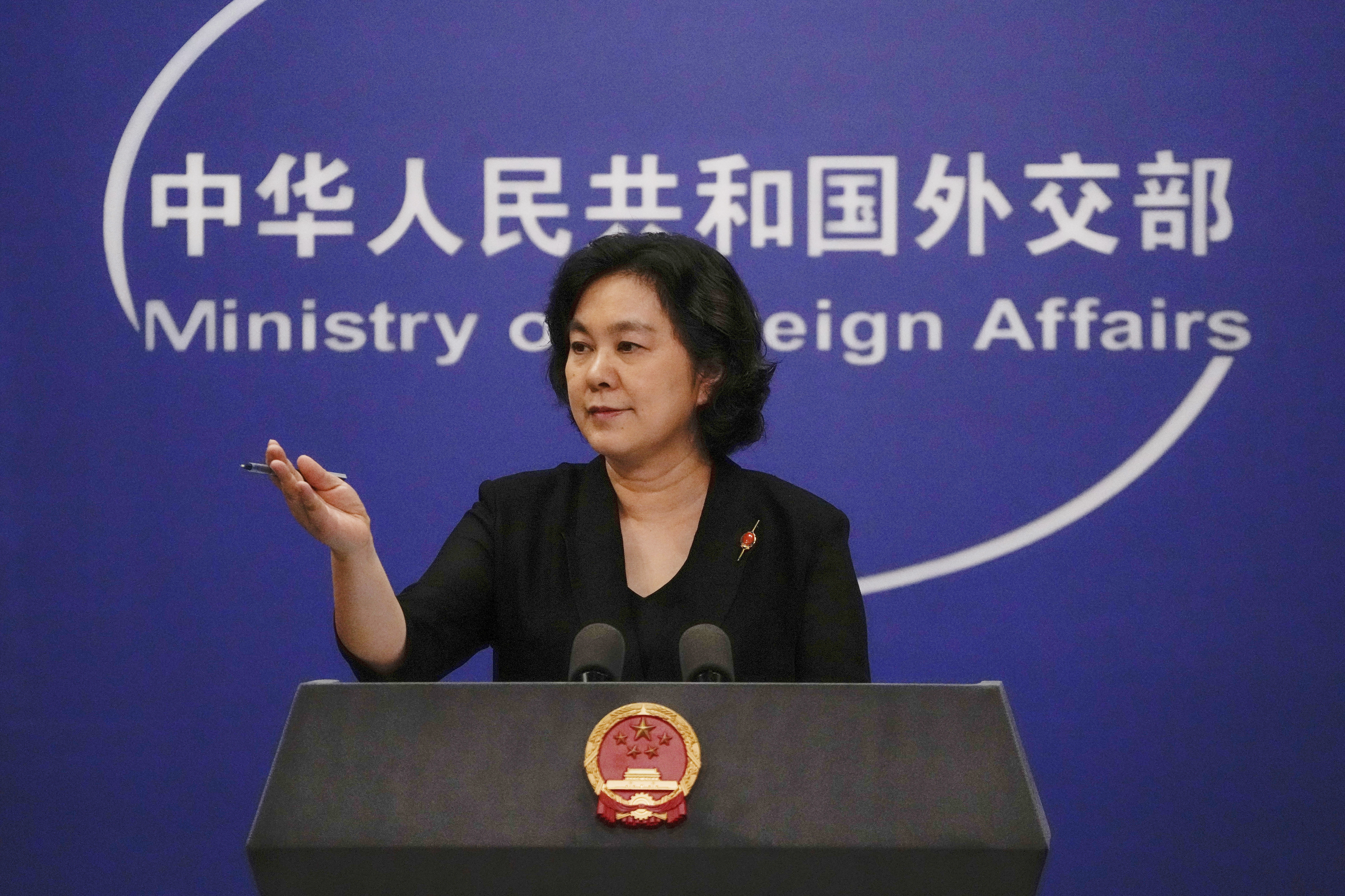 Chinese Foreign Ministry spokeswoman Hua Chunying gestures during a daily briefing at the Ministry of Foreign Affairs office in Beijing, Wednesday, Aug. 3, 2022. After weeks of threatening rhetoric, China showed the spirit but stopped short of any direct military confrontation with the U.S. over the visit to Taiwan of a senior American politician, House Speaker Nancy Pelosi. (AP Photo/Andy Wong)