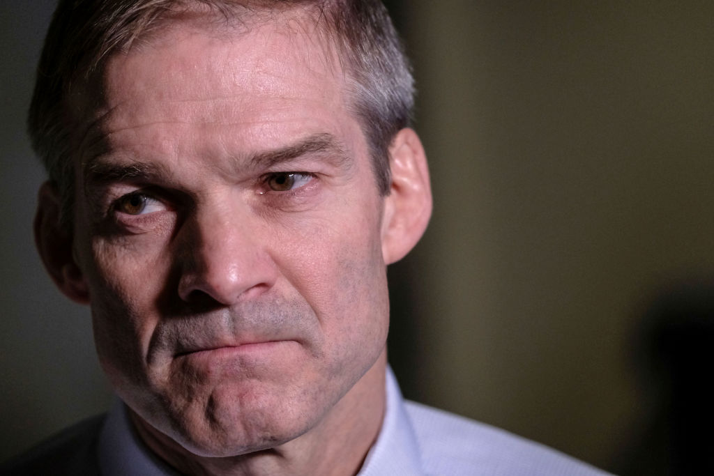 WASHINGTON, DC - OCTOBER 23: U.S. House Oversight and Reform Committee ranking member Rep. Jim Jordan (R-OH), pauses while speaking after a closed session before the House Intelligence, Foreign Affairs and Oversight committees on Capitol Hill on October 23, 2019 in Washington, DC. Deputy Assistant Secretary of Defense Laura Cooper was on Capitol Hill to testify before the committees as part of the ongoing impeachment inquiry against President Donald Trump. (Photo by Alex Wroblewski/Getty Images)