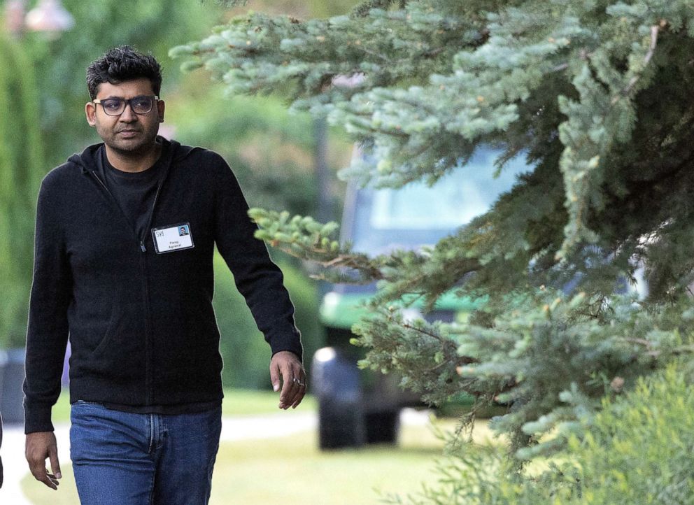 PHOTO: Parag Agrawal, CEO of Twitter, walks to a morning session during the Allen & Company Sun Valley Conference in Sun Valley, Idaho, July 07, 2022.