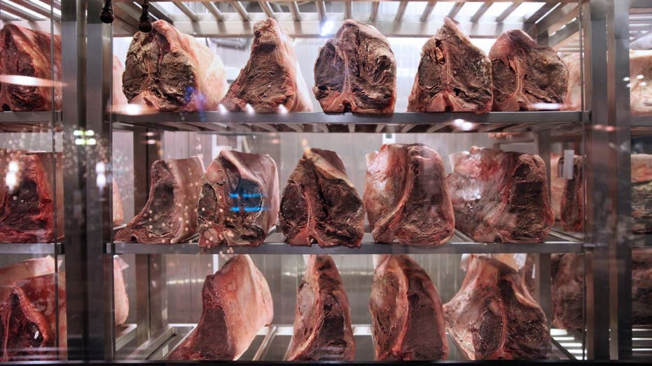 Cuts of beef in a display
