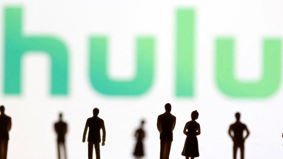 Hulu logo with toy people in front 