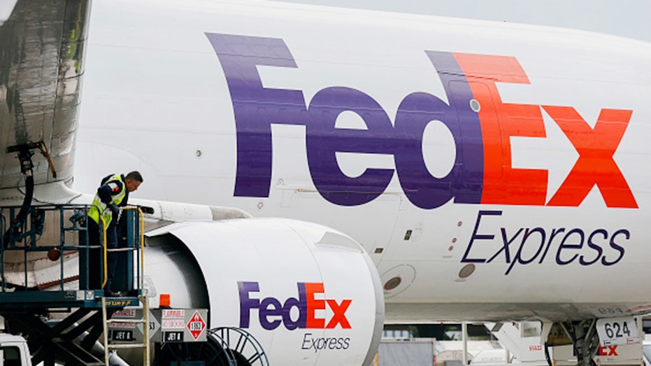 Fedex plane getting fuel on the tarmac