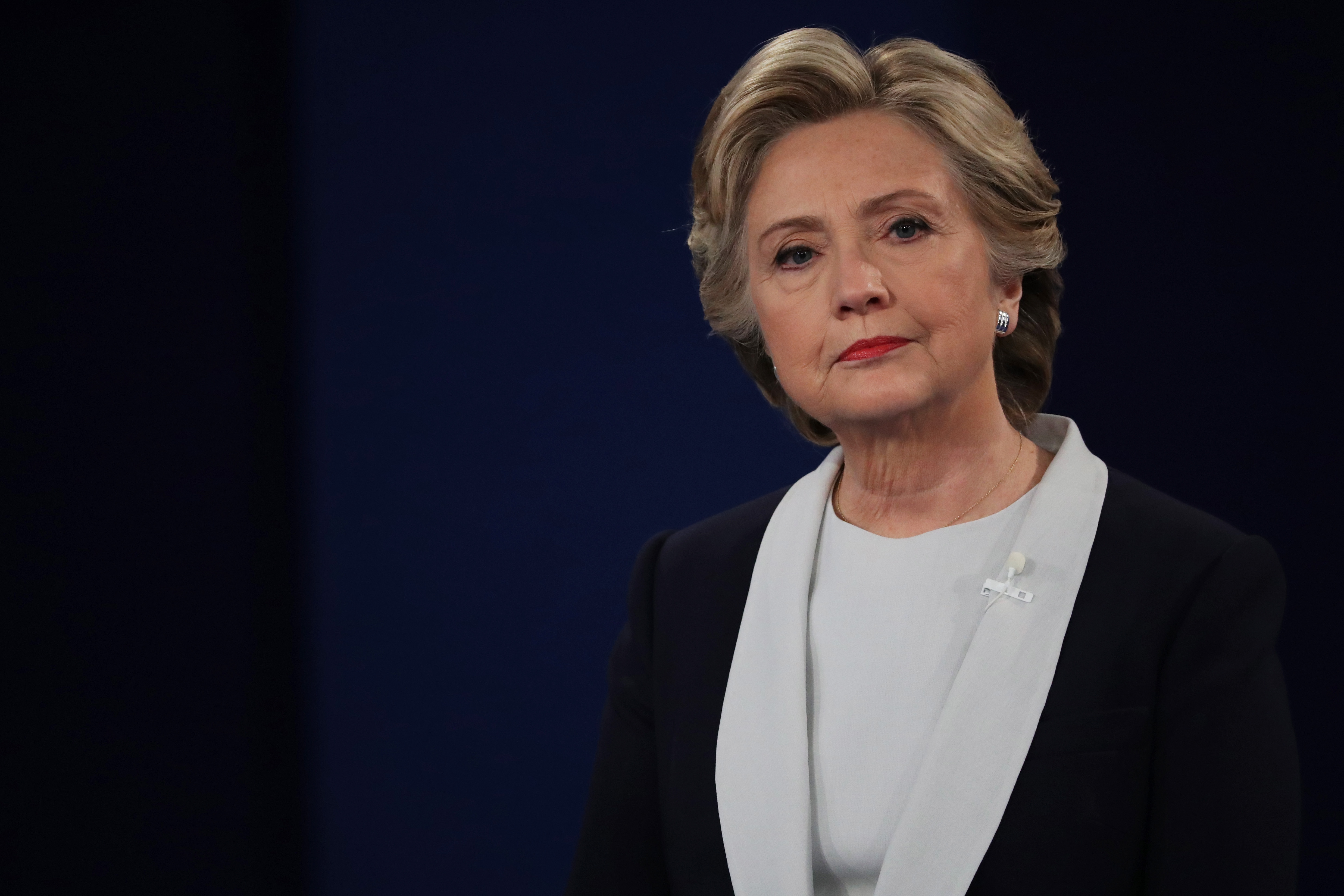 ST LOUIS, MO - OCTOBER 09: Democratic presidential nominee former Secretary of State Hillary Clinton listens to a question during the town hall debate at Washington University on October 9, 2016 in St Louis, Missouri. This is the second of three presidential debates scheduled prior to the November 8th election. (Photo by Chip Somodevilla/Getty Images)