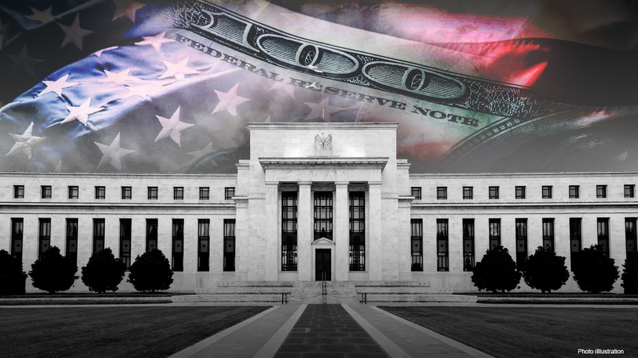 The Fed in a photo illustration with money