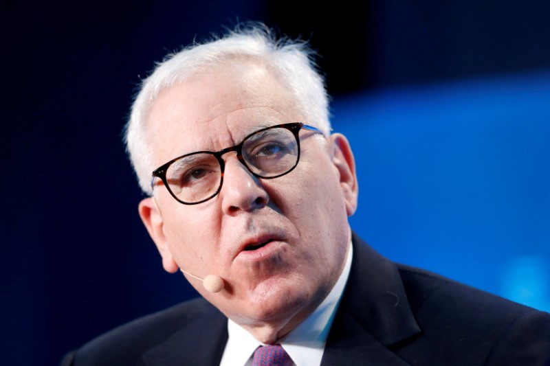 FILE PHOTO: David Rubenstein, Co-Founder and Co-CEO of the Carlyle Group, speaks at the Milken Institute Global Conference in Beverly Hills