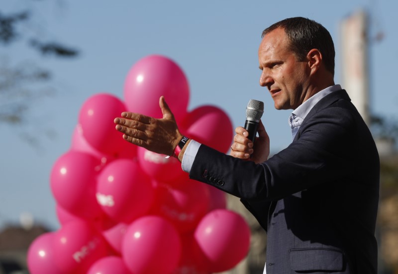 NEOS party top candidate Strolz attends his final election campaign rally in Vienna