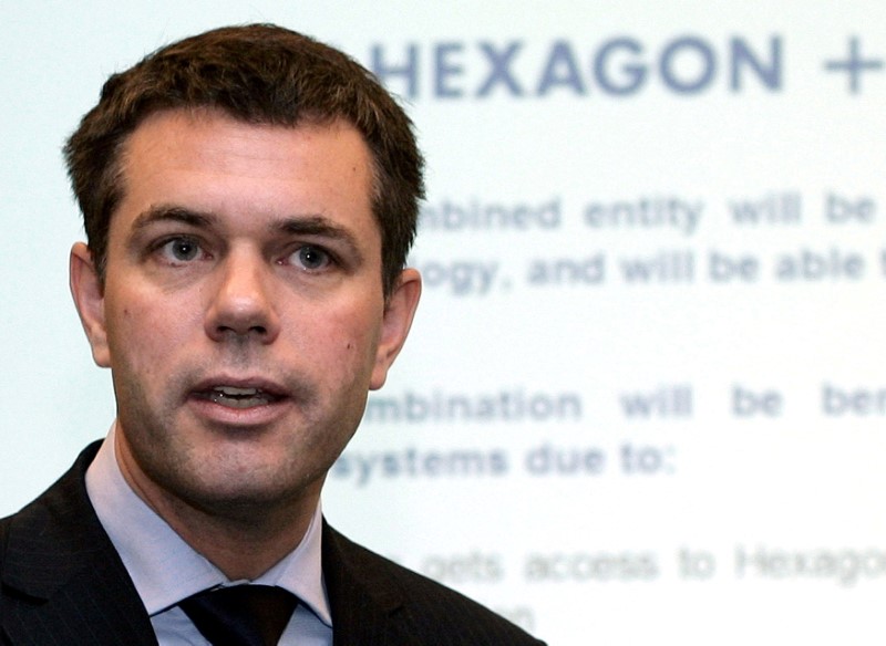 FILE PHOTO: Ola Rollen, chief executive of the Swedish engineering group Hexagon