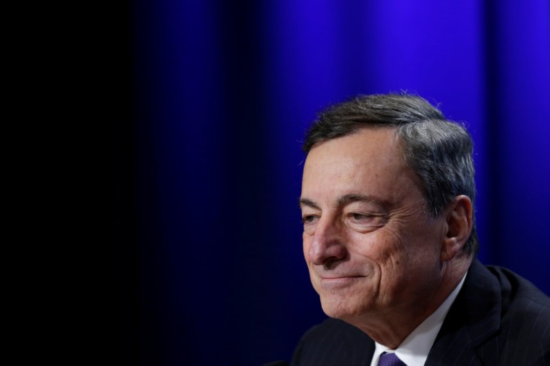 European Central Bank (ECB) President Mario Draghi holds a news conference during the IMF/World Bank annual meetings in Washington