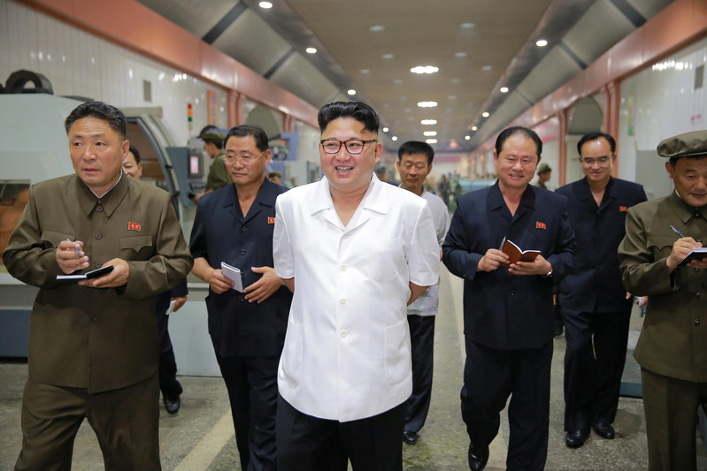 North Korean leader Kim Jong-Un inspects the January 18 General Machine Plant in Pyongyang