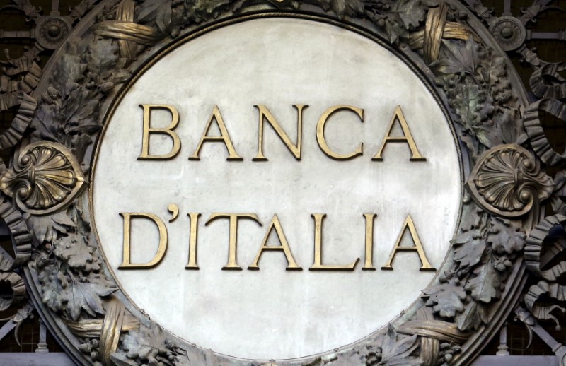 File picture shows the Banca D'Italia logo at the headquarters in Milan, Italy