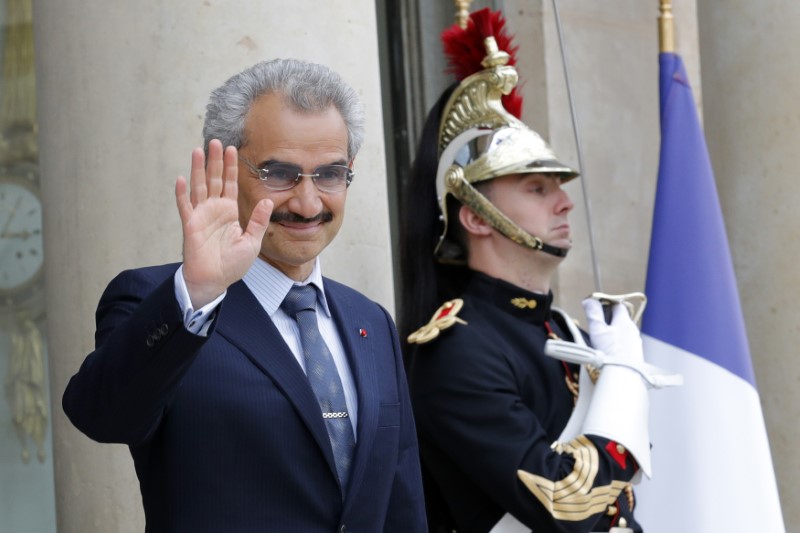 FILE PHOTO: Saudi Arabian Prince Al-Waleed bin Talal arrives at the Elysee palace in Paris