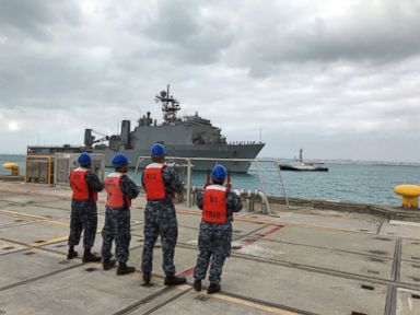 Ship with sailors rescued at sea reaches US base in Okinawa