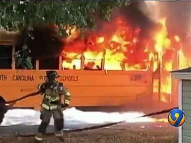 Students rush to escape as school bus explodes in flames in Charlotte