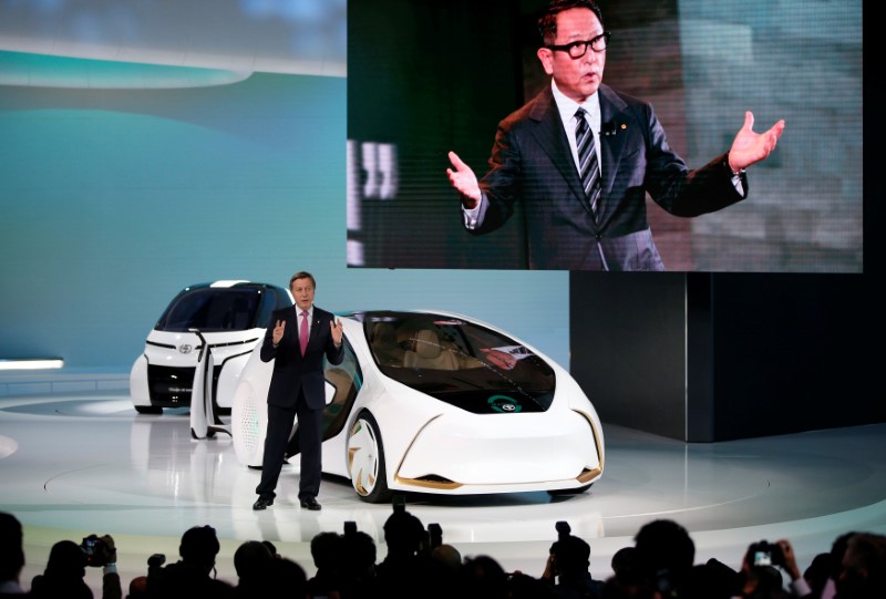 Toyota Motor Corp. Executive Vice President Didier Leroy presents the company's Concept-i series during media preview of the 45th Tokyo Motor Show in Tokyo