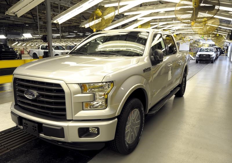 Finished Ford F150 at Ford's plant where new aluminum intensive Ford F-Series pickups are built in Claycomo Missouri
