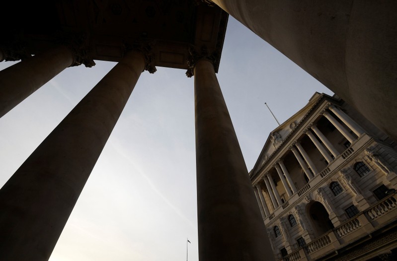 The Bank of England is seen in the City of London, Britain