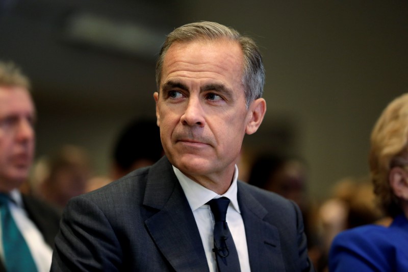 Governor of the Bank of England Mark Carney sits before delivering the Michel Camdessus Central Banking Lecture at the the International Monetary Fund in Washington