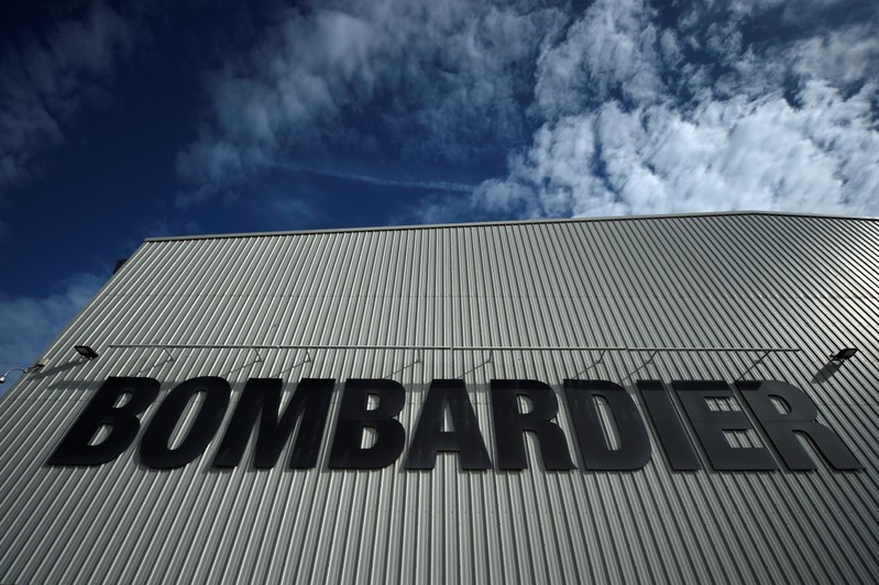 FILE PHOTO: The Bombardier logo is seen at the Bombardier factory in Belfast