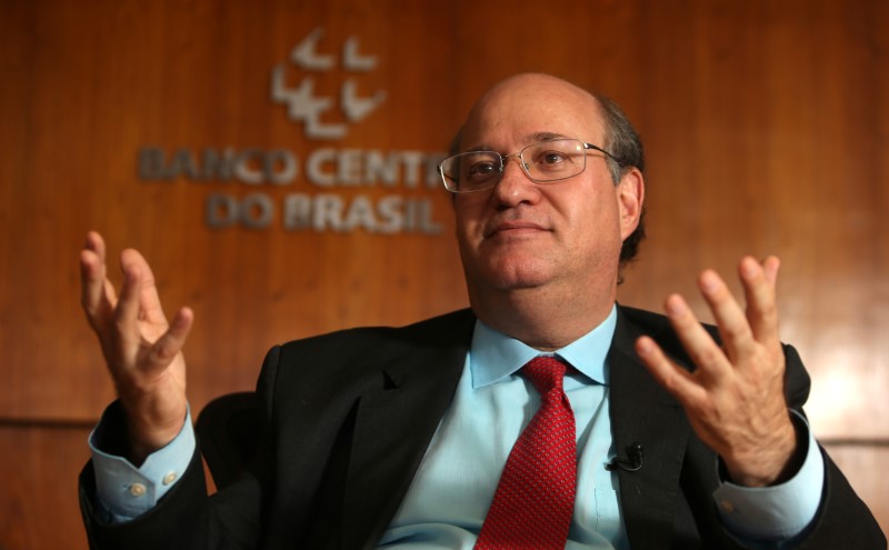 Brazil's Central Bank President Ilan Goldfajn gestures during an interview with Reuters in Brasilia