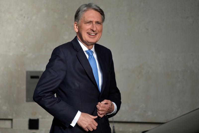 Britain's Chancellor of the Exchequer Philip Hammond arrives at the BBC in London