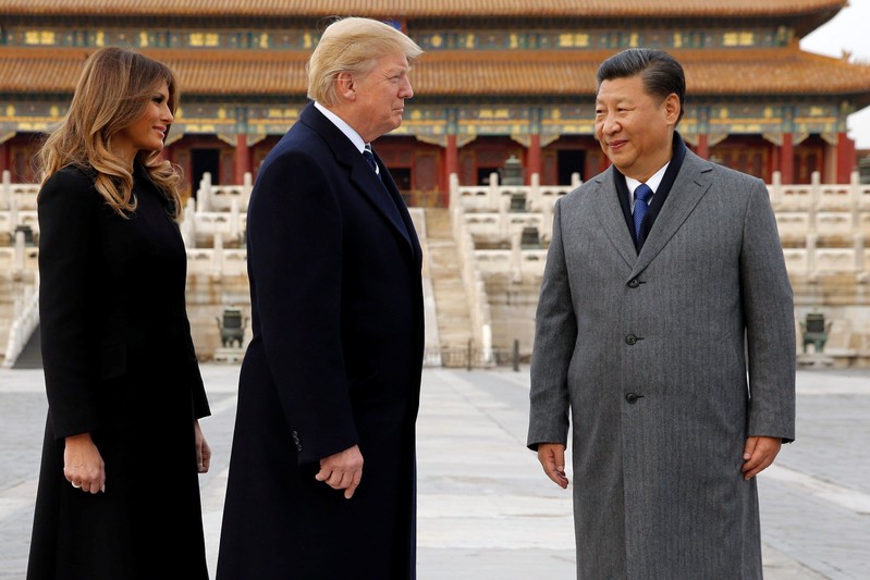 U.S. President Donald Trump and U.S. first lady Melania visit the Forbidden City with China's President Xi Jinping in Beijing