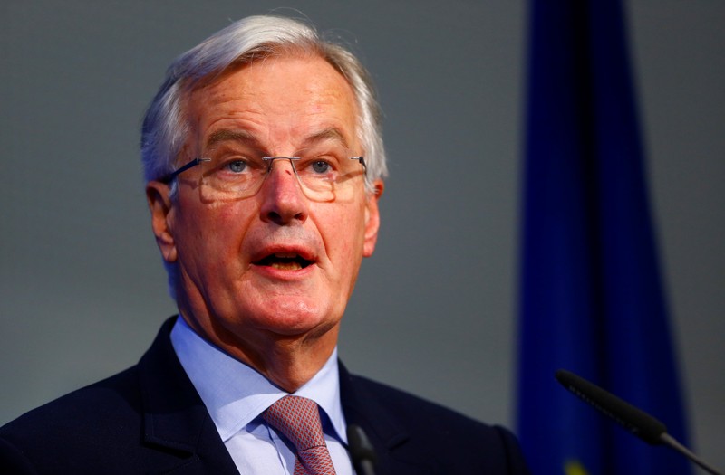 European Union's chief Brexit negotiator Barnier holds a speech at the Berlin Security Conference on European Security and Defence in Berlin