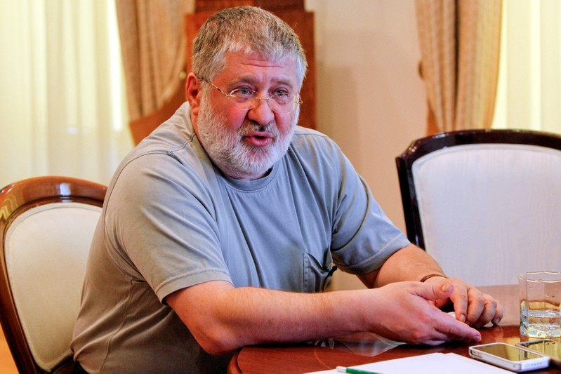 FILE PHOTO: Igor Kolomoisky, billionaire and then-governor of the Dnipropetrovsk region speaks during an interview in May 2014