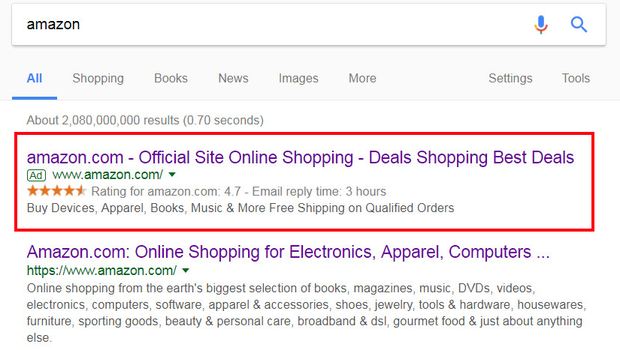 Fake Google ad sent users searching for “Amazon” to scam site