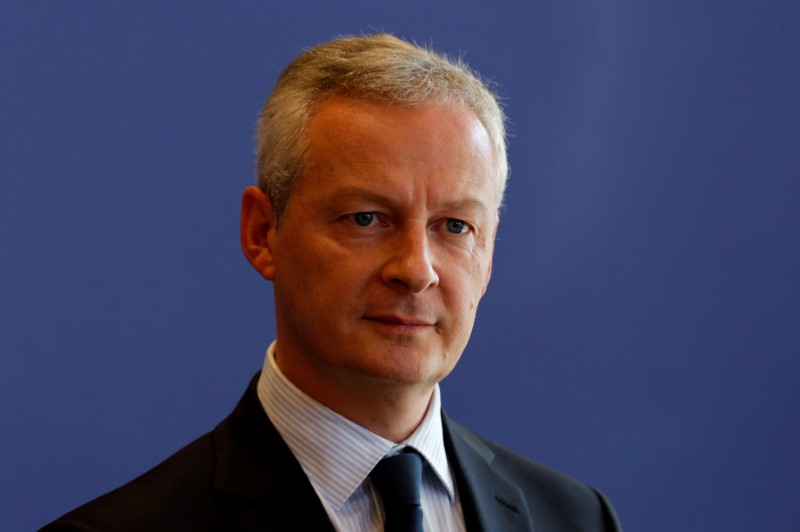 FILE PHOTO - French Finance Minister Bruno Le Maire attends a news conference about a report on French economy at the Bercy Finance ministry in Paris