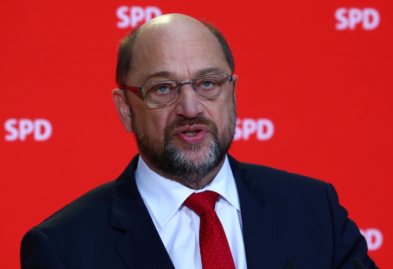 Leader of the Social Democrats (SPD) Martin Schulz gives a statement in Berlin